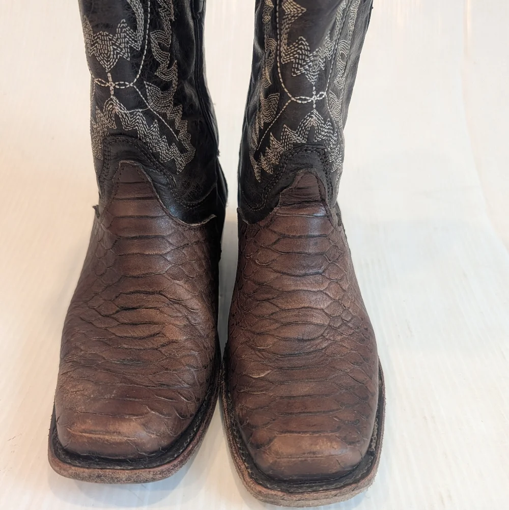 VERETTA Kids' Black & Brown Leather Western Cowgirl Boots Size 22 USA